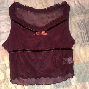 Burgundy sheer crop top